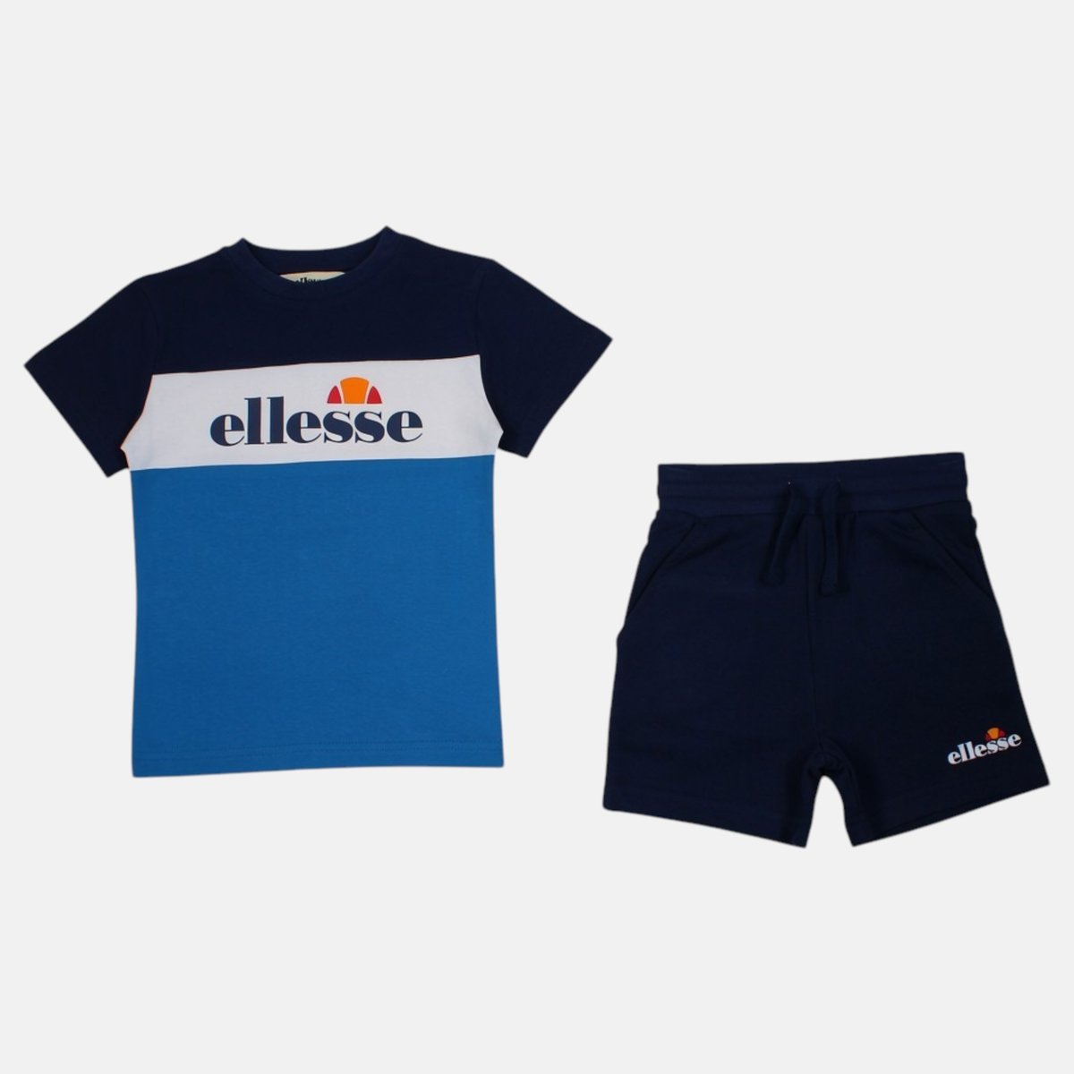 Ensemble t-shirt manches courtes et short BLOCK PARTY bleu marine, ELLESSE