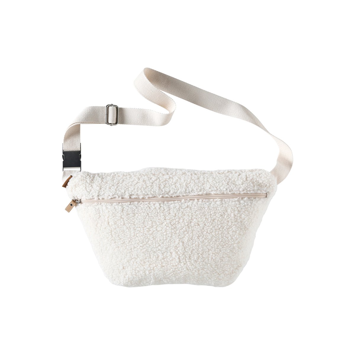 Sac banane XXL en sherpa écru, VERTBAUDET