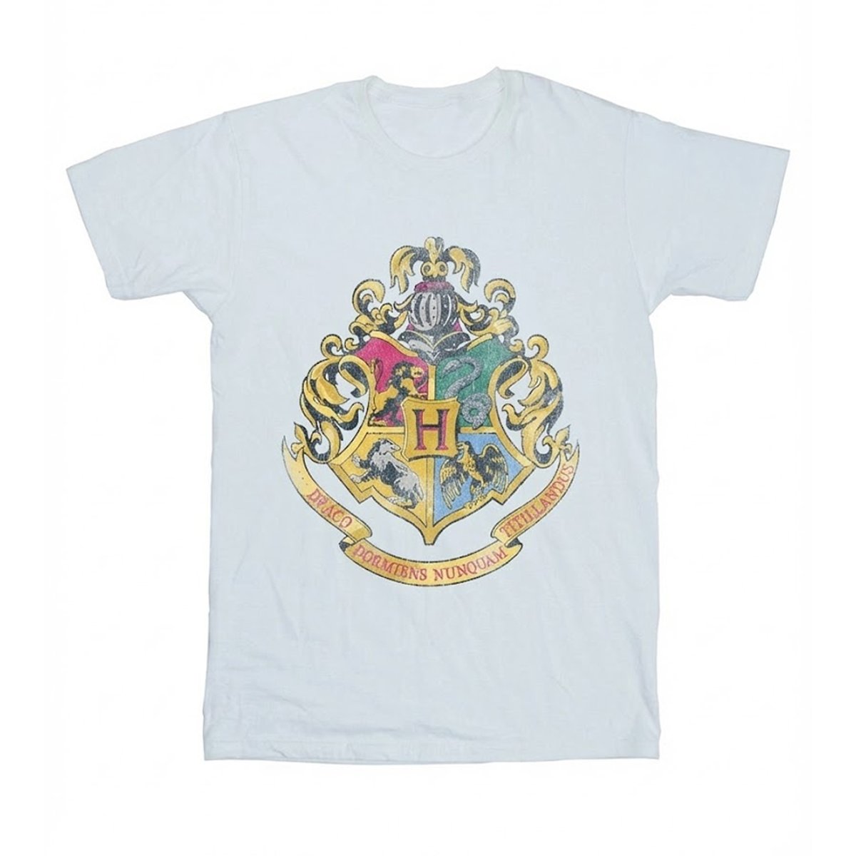 T-shirt motif/style emblème de Poudlard blanc, HARRY POTTER