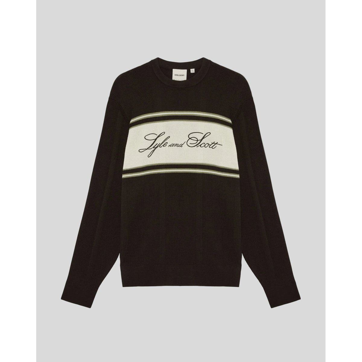 Pull en coton et  maille noir licorice, LYLE & SCOTT