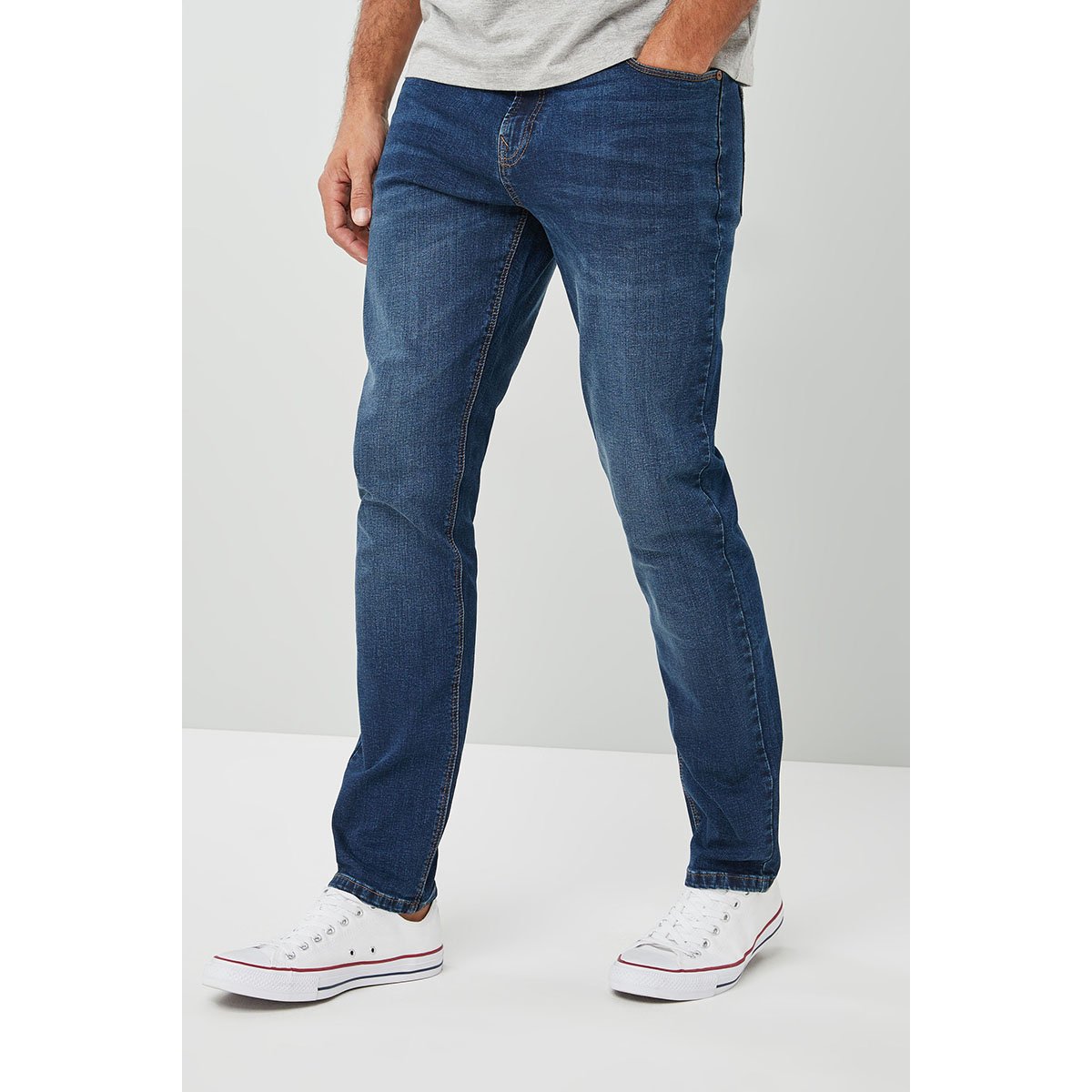 Jean Stretch Coupe Slim bleu moyen, NEXT