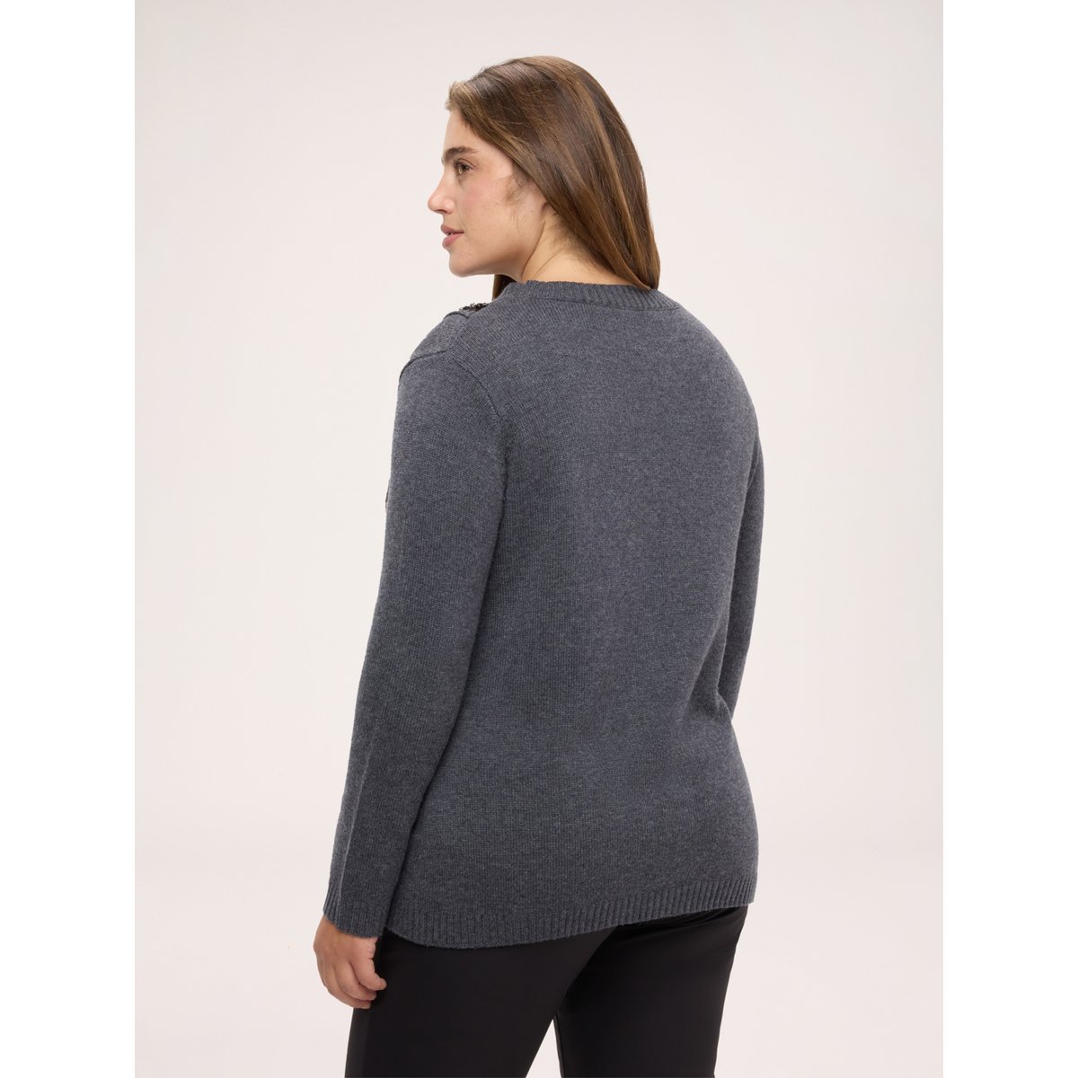 Pull avec bande de paillettes gris, FIORELLA RUBINO