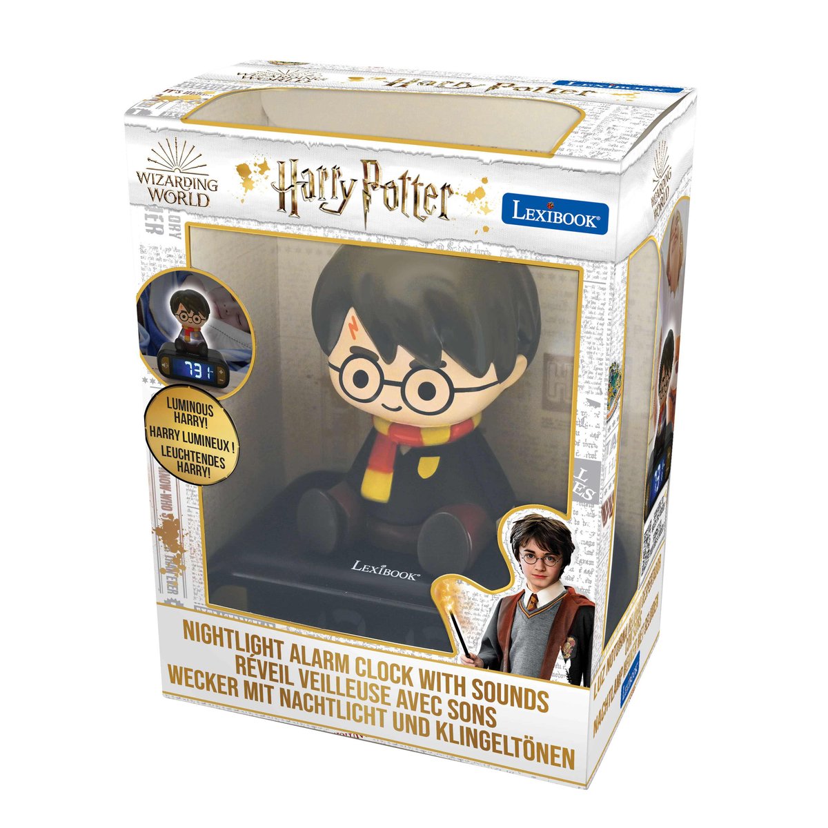 Réveil digital avec veilleuse lumineuse Harry Potter en 3D multicolore, LEXIBOOK
