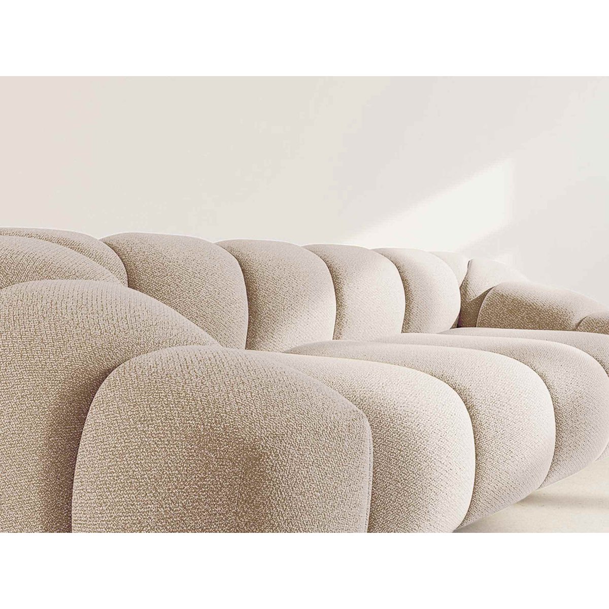 Canapé en velours texturé style contemporain, AVA beige, BEST MOBILIER