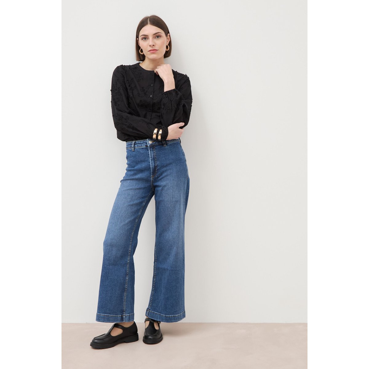 Jeans large taille haute denim stone, BONOBO