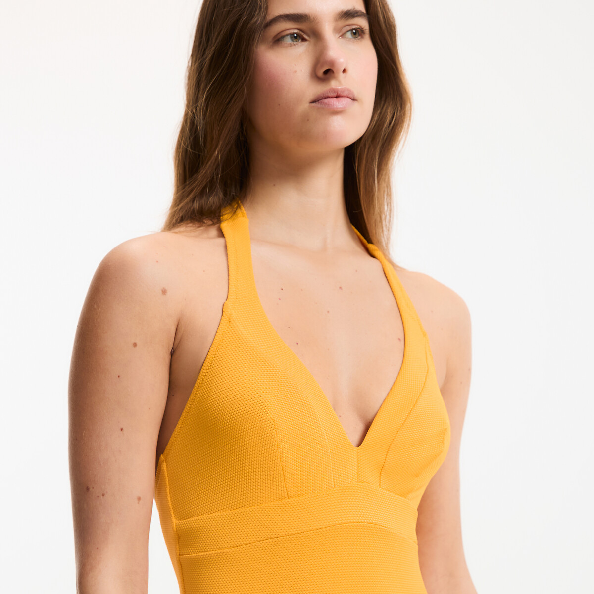 Costume da bagno intero triangolo maglia piqué giallo, ANNE WEYBURN