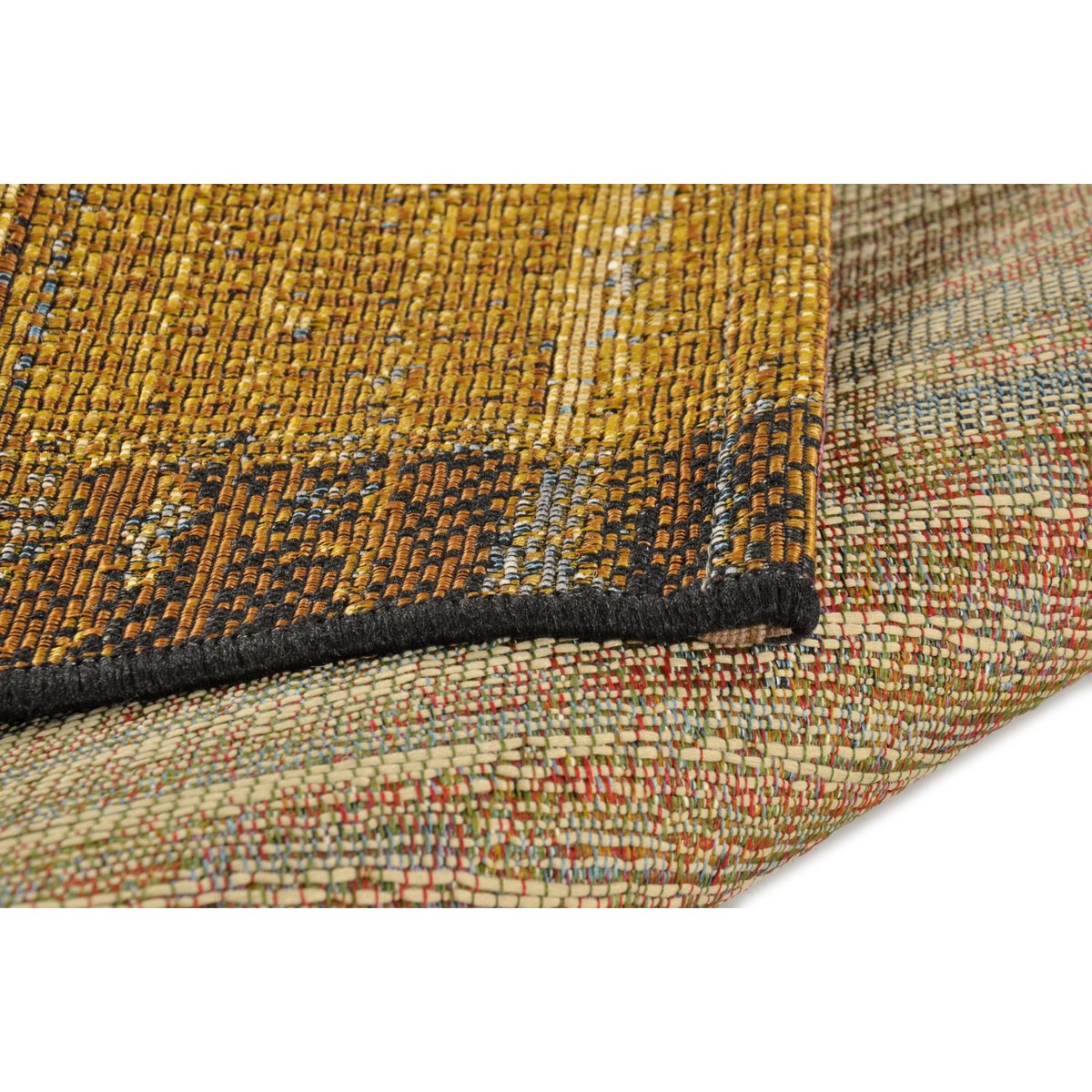 Tapis d'extérieur tissé plat à motifs géométriques - AURORA or, GINO FALCONE