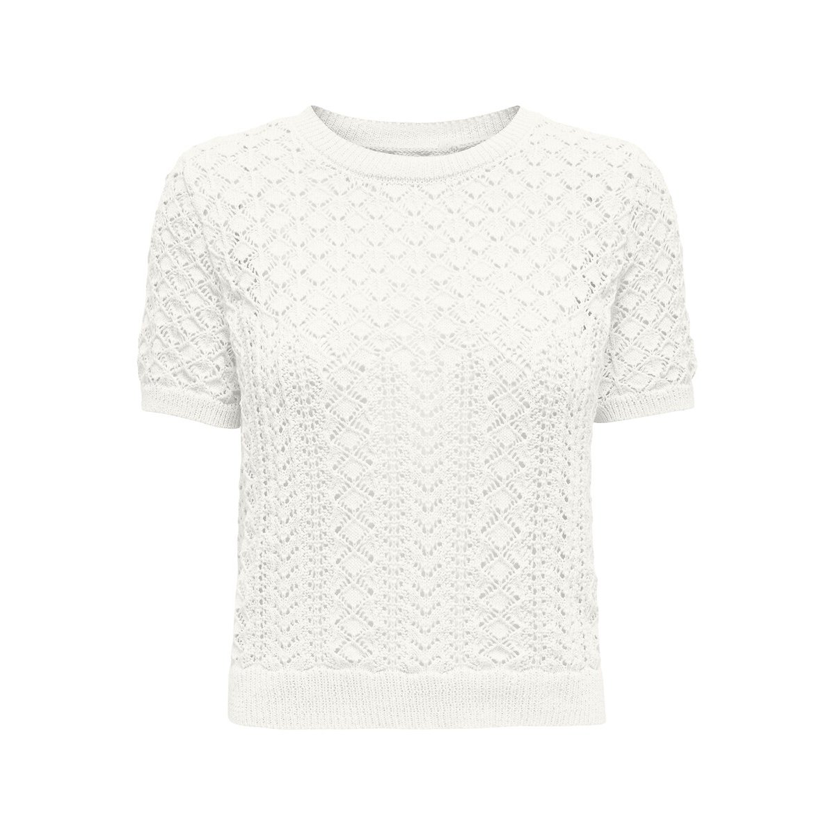 Pull col rond manches courtes blanc, ONLY