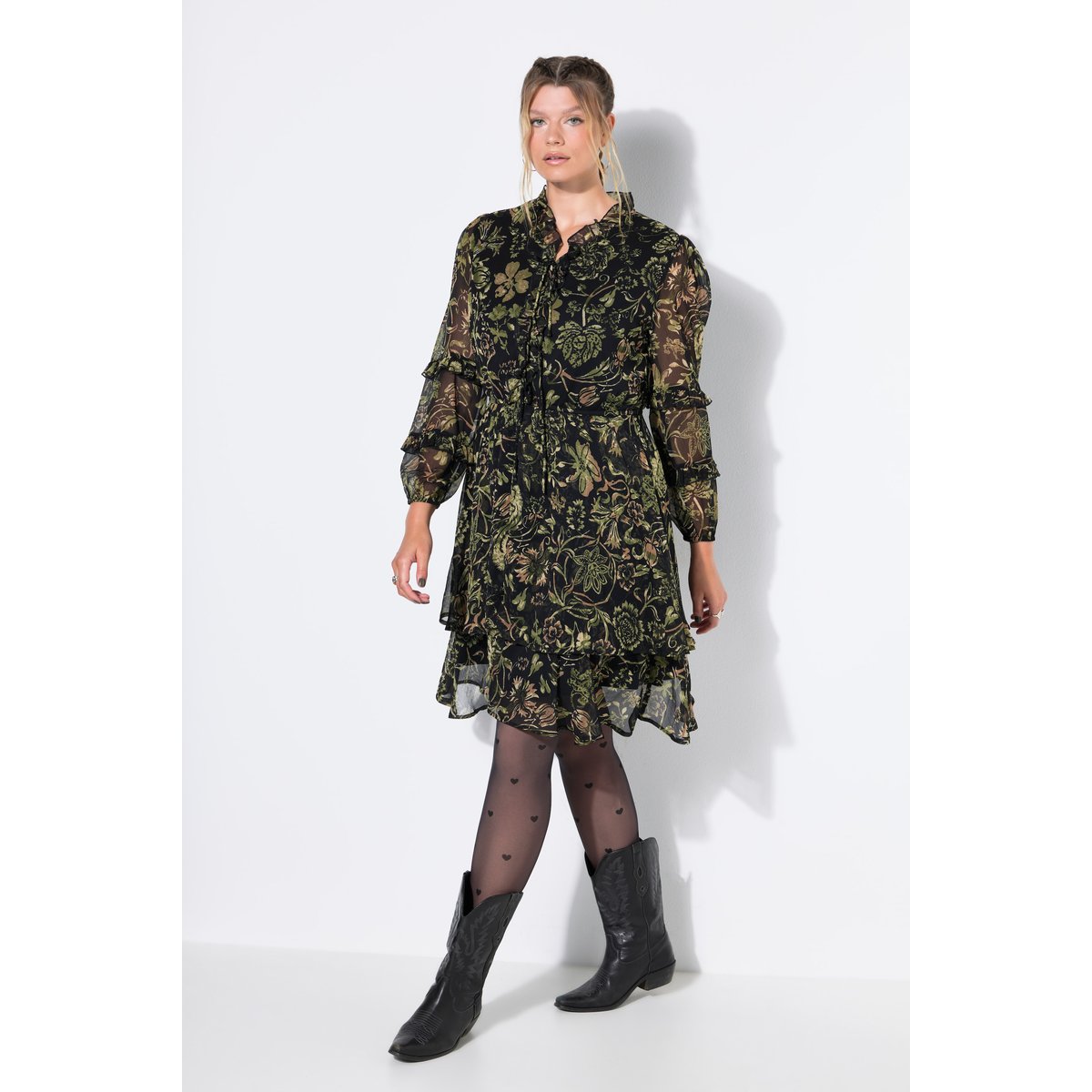 Robe mini avec ruchés noir, STUDIO UNTOLD