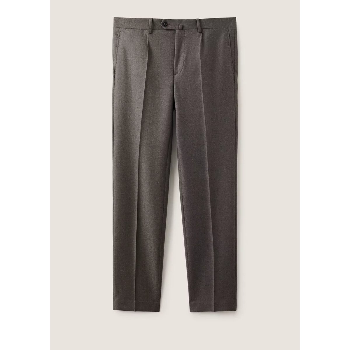 Pantalon de costume en flanelle de laine italienne, coupe slim fit beige, MANGO MAN