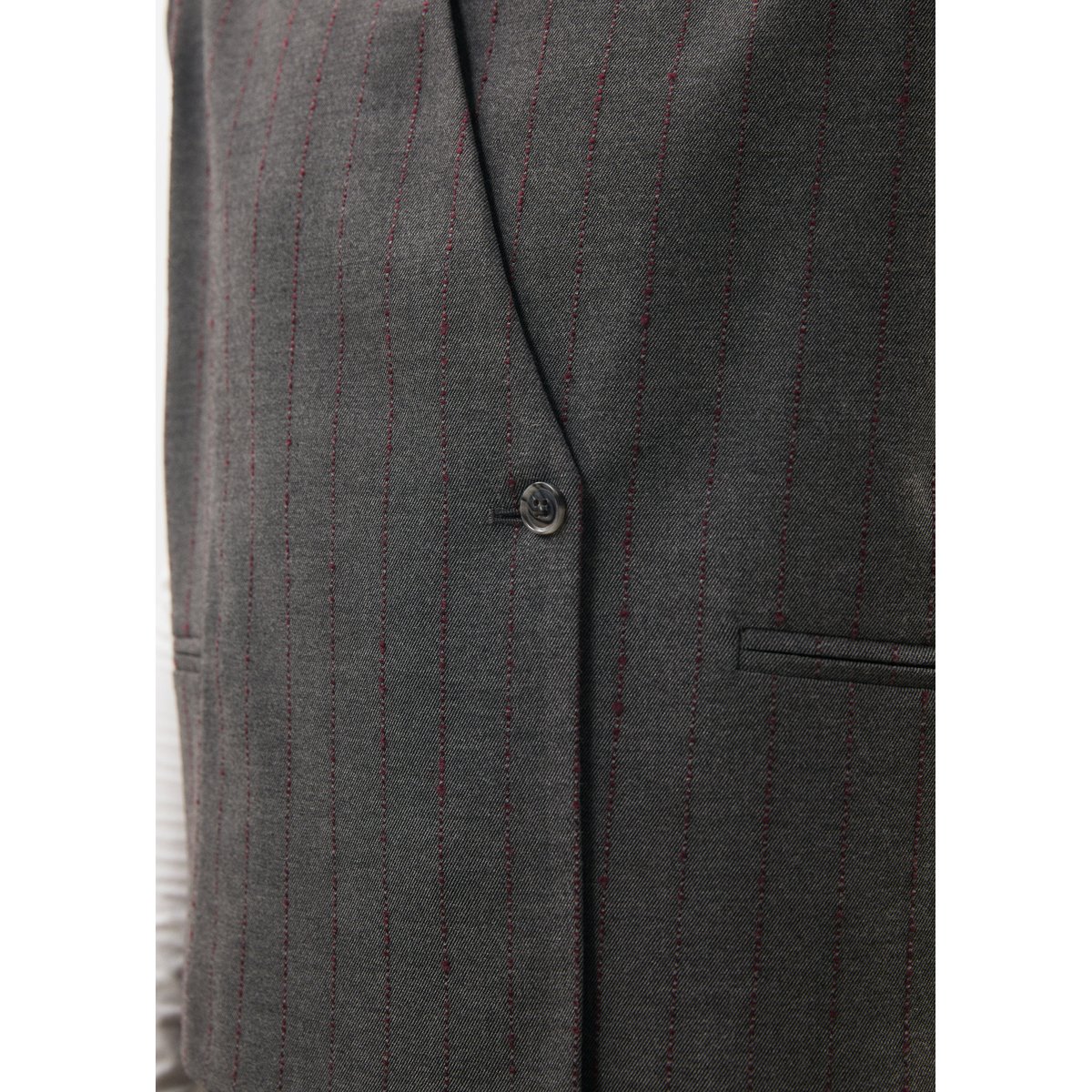 Veste sans manches en flanelle rayée anthracite/bordeaux, HUMILITY