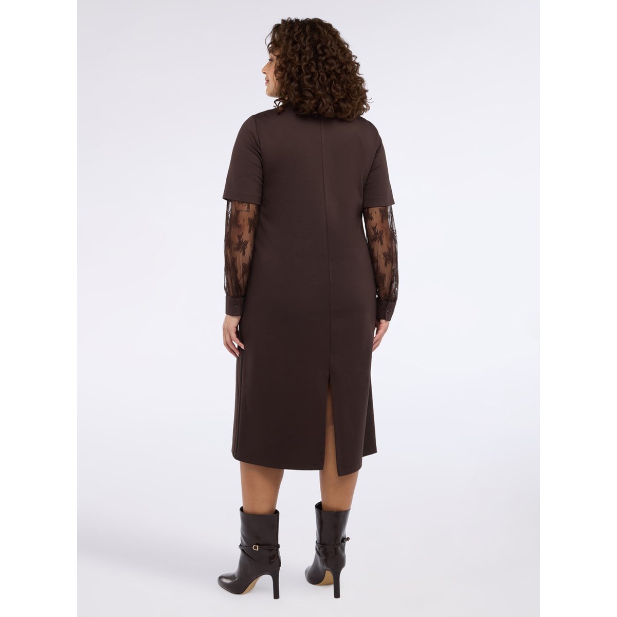 Robe longue en Point de Milan marron, FIORELLA RUBINO