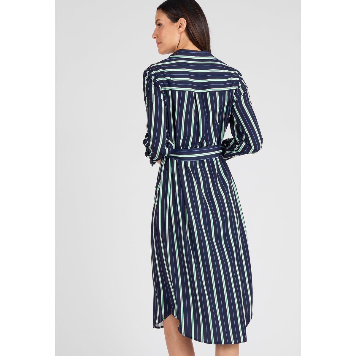 Robe-chemisier rayée bleu marine rayé, DAMART