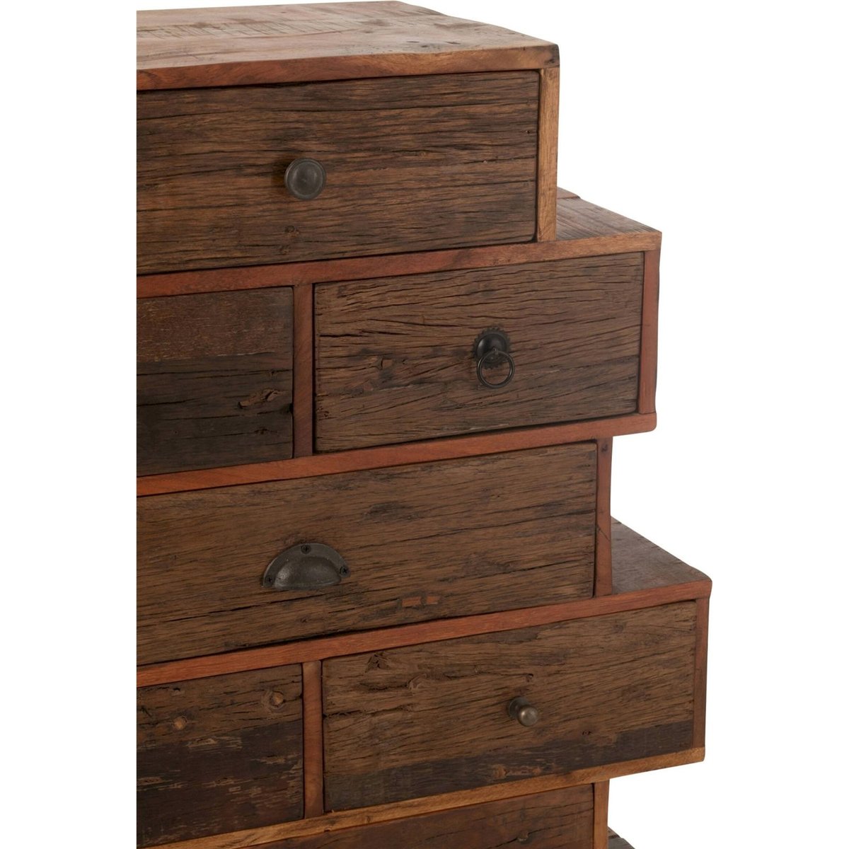 Étagère à tiroirs vintage en bois recyclé naturel, RECOLLECTION