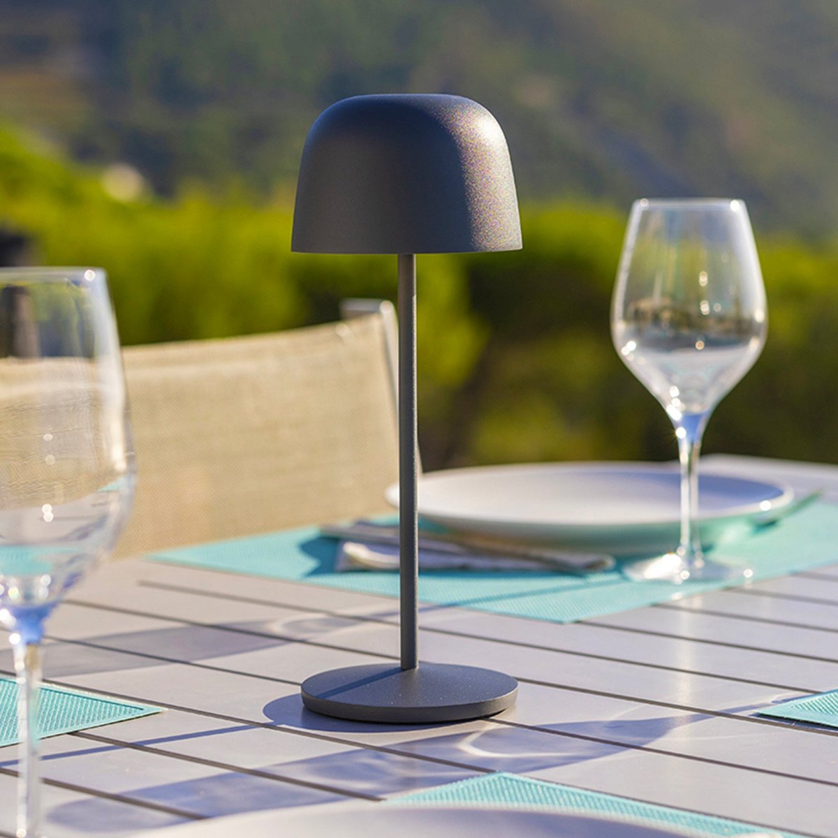 Lot de 6 Lampes de table avec socle 6x SOPHIA gris anthracite, LUMISKY