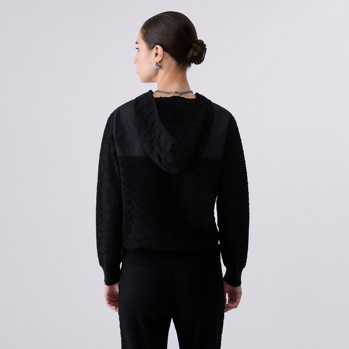 Pull à capuche zippé noir, LIU JO