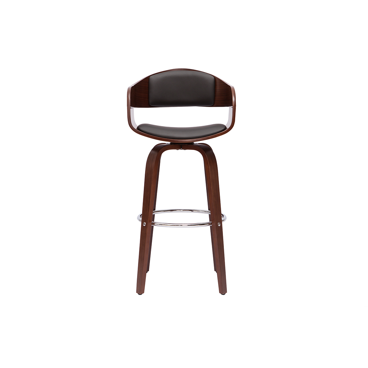 Tabouret de bar design pivotant 360° H65 cm GAO noyer / noir, MILIBOO