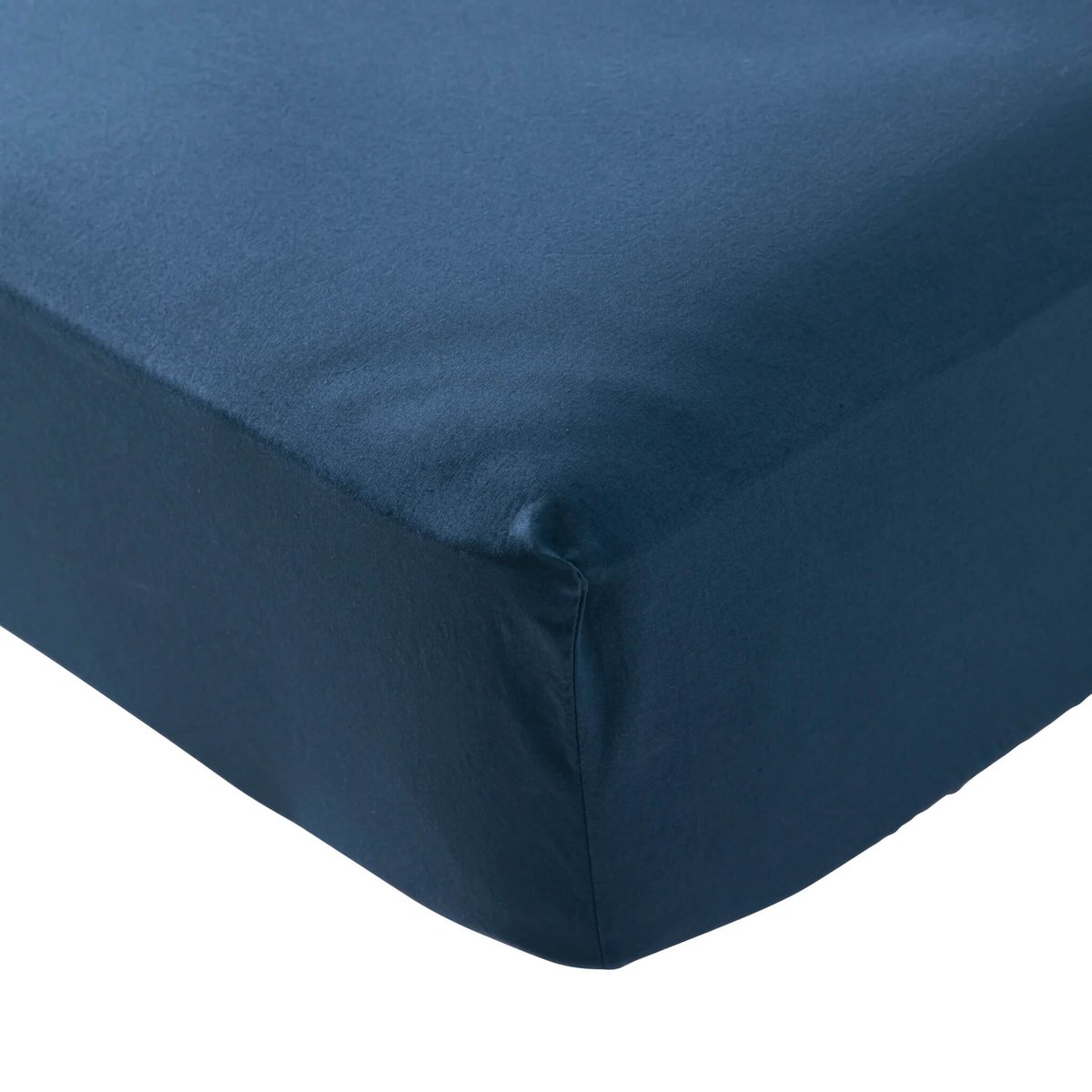 Drap housse coton lavé bonnet 30 cm - CELESTE bleu marine, SOMEO
