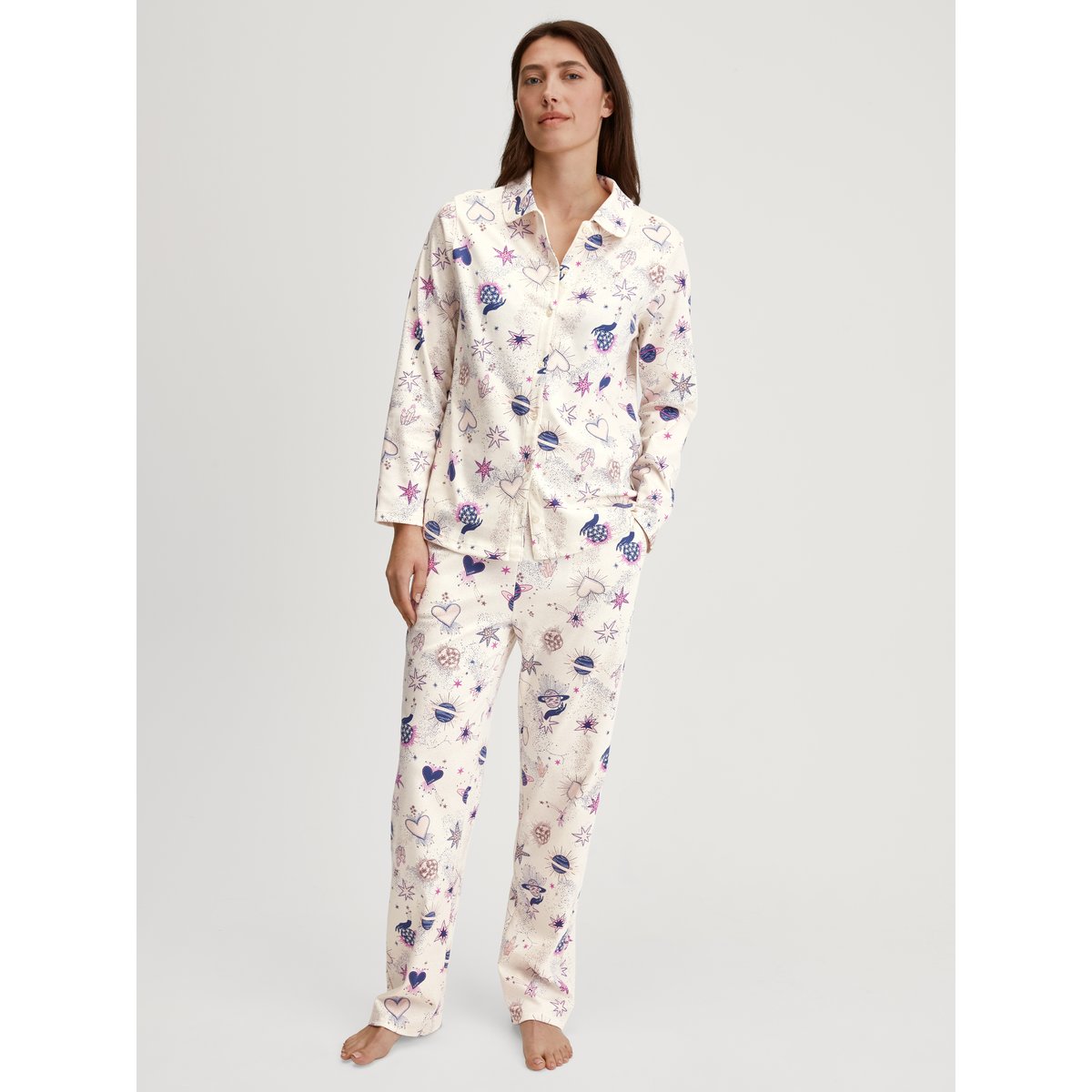 T-shirt manches longues à boutons manches longues Coton FAVOURITES crème de charme, CALIDA