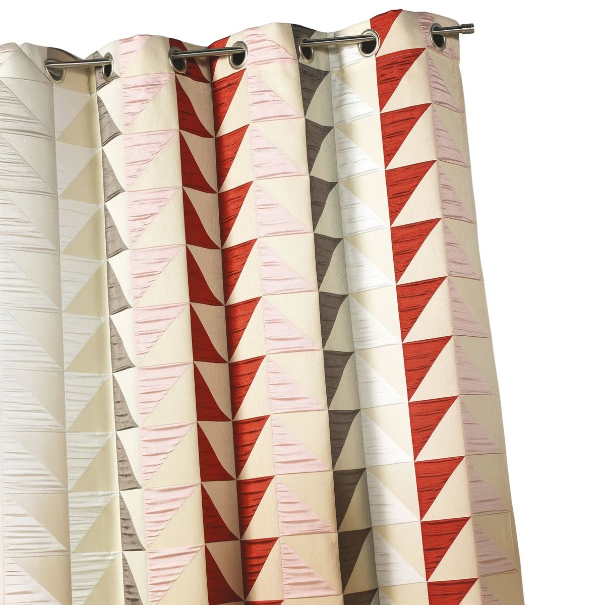 Rideau jacquard obscurcissant à imprimés triangulaires bordeaux, HOME MAISON