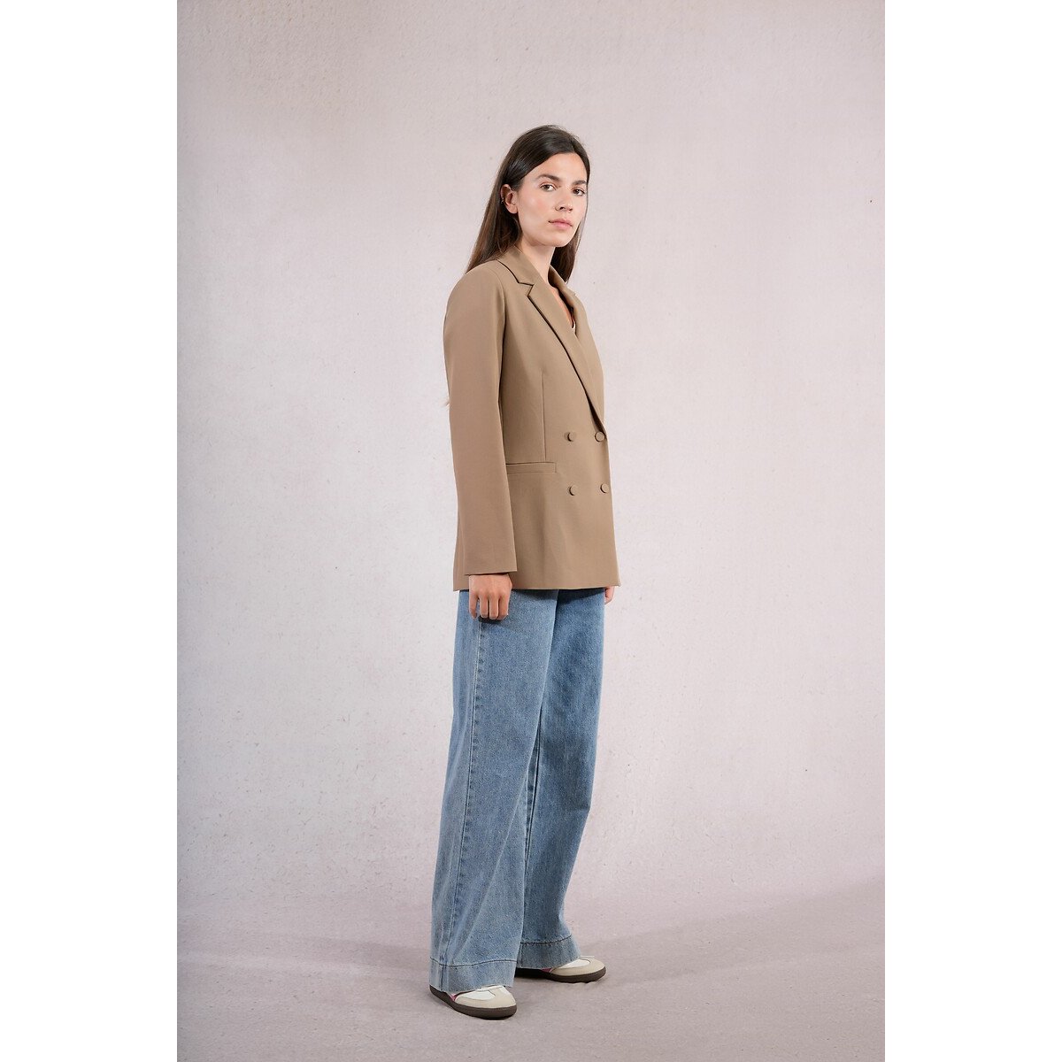 Straight Pleated Blazer beige, MOLLY BRACKEN