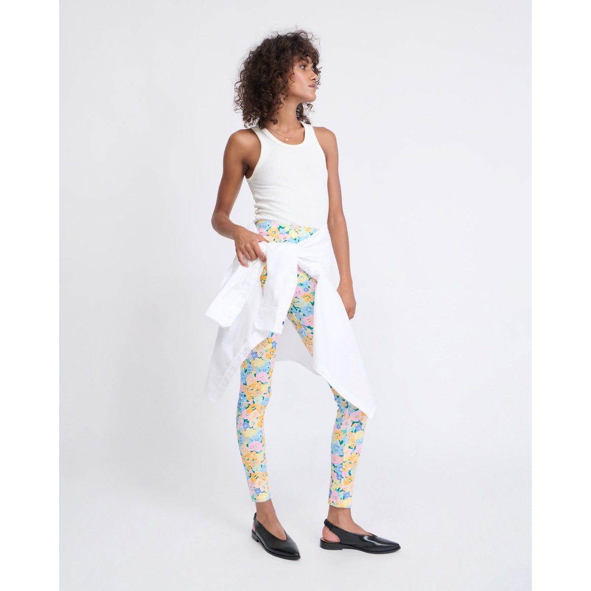 Legging en coton bio imprimé fleuri multicolore, EMOI EMOI