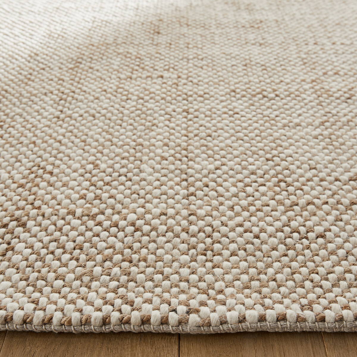 Tapis laine et jute, tissé main, Ishaan beige ficelle/écru, AM.PM