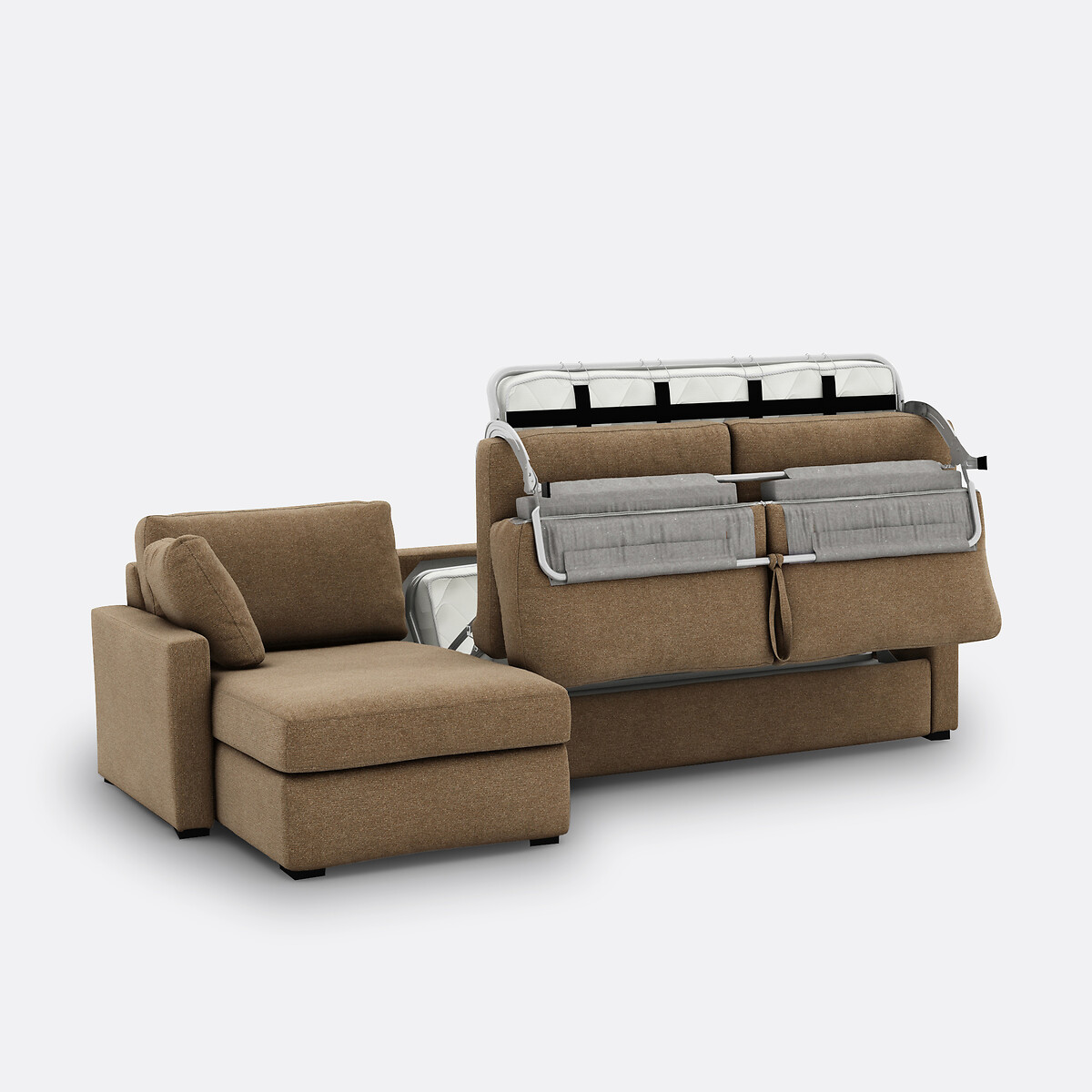 Canapé d'angle, convertible, 4 places, texturé chiné, mousse Premium HR, TIMOR caramel, LA REDOUTE INTERIEURS