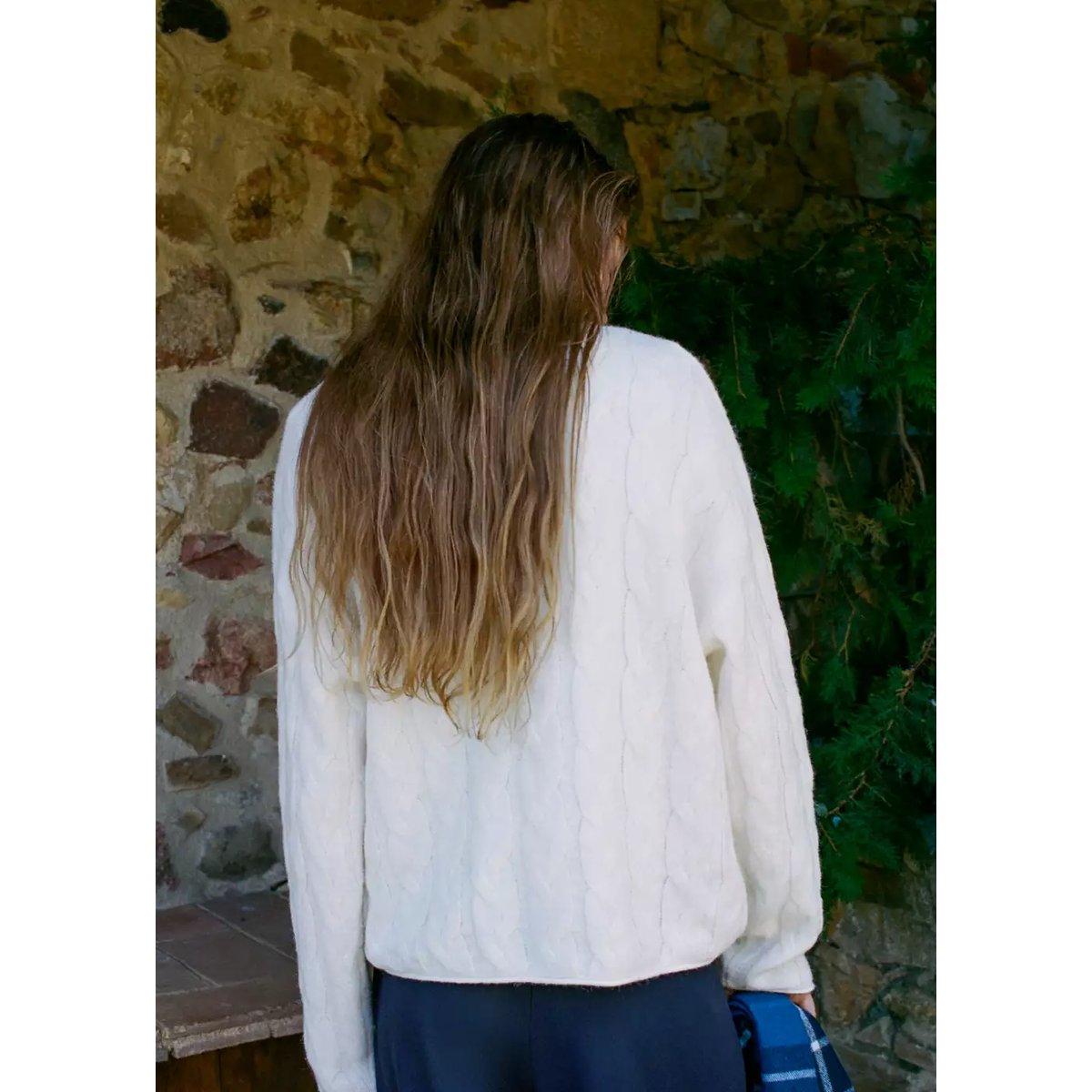 Pull-over maille tressée beige, MANGO TEEN