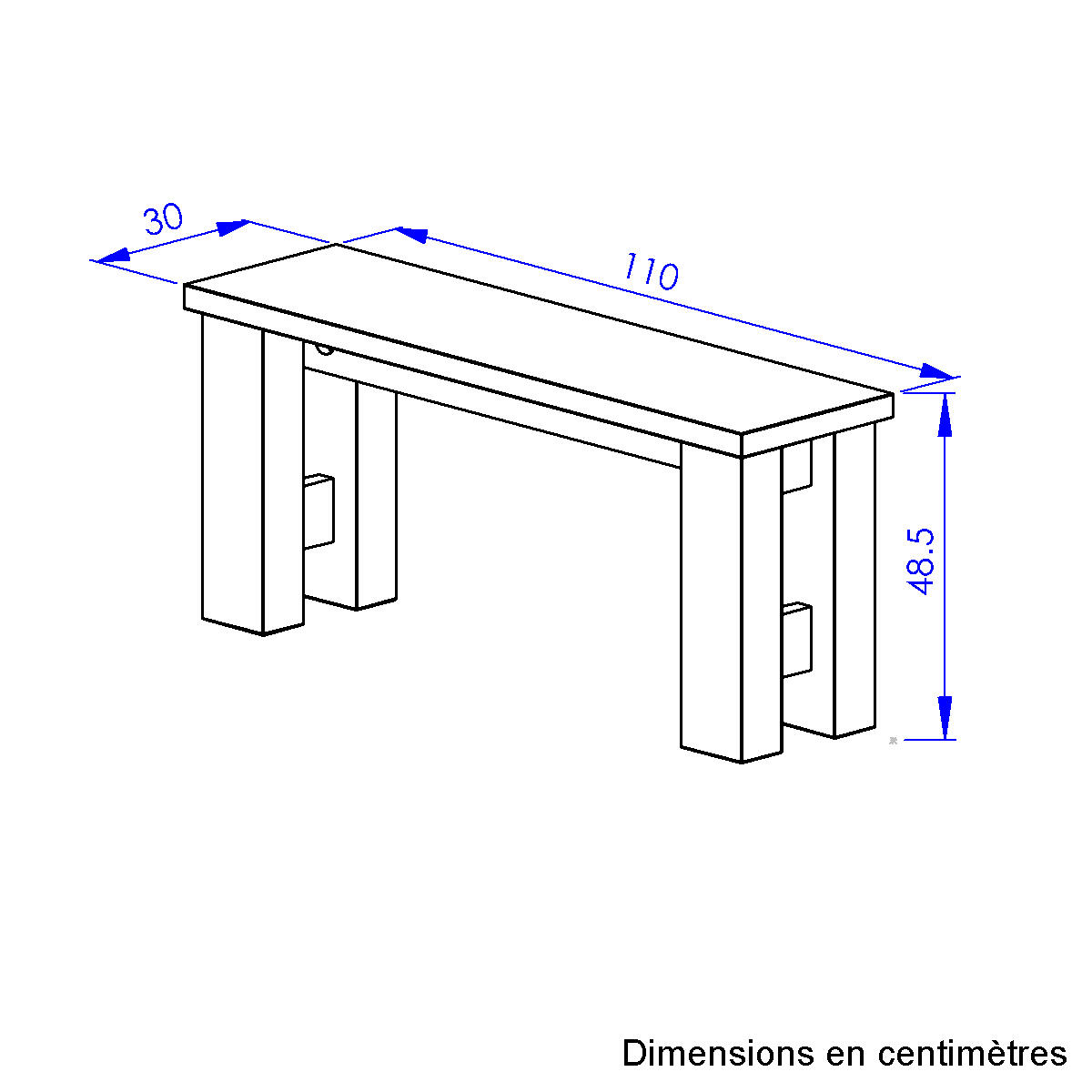 Banc de table carrée et finition minérale beige, GAMI