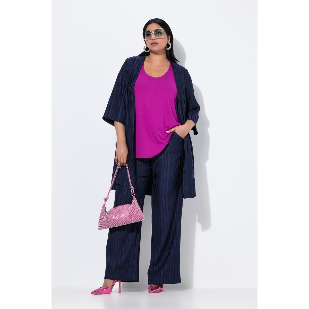 Pantalon jambe droite et large marine foncé, ULLA POPKEN