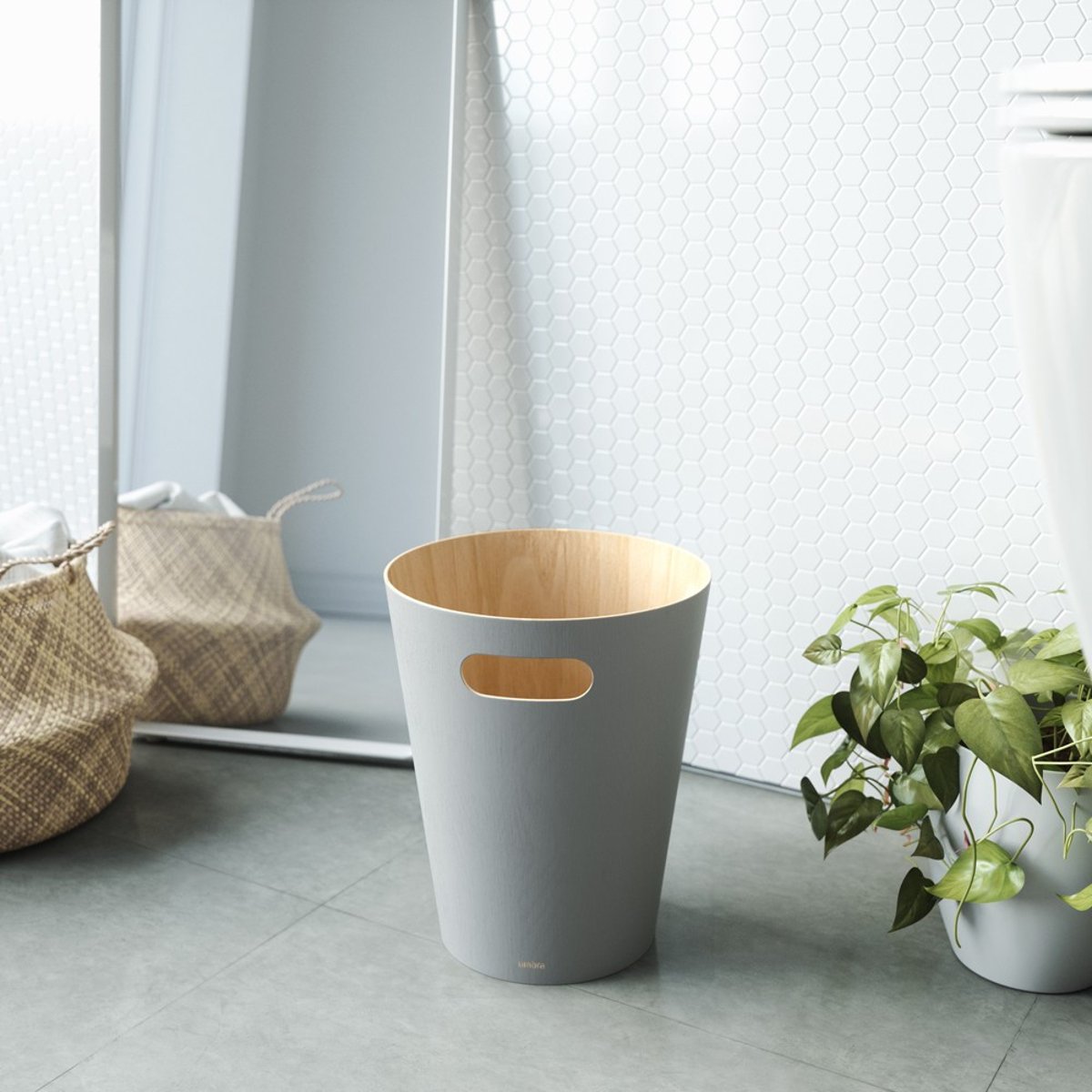 Corbeille à papier Woodrow gris bleu, UMBRA