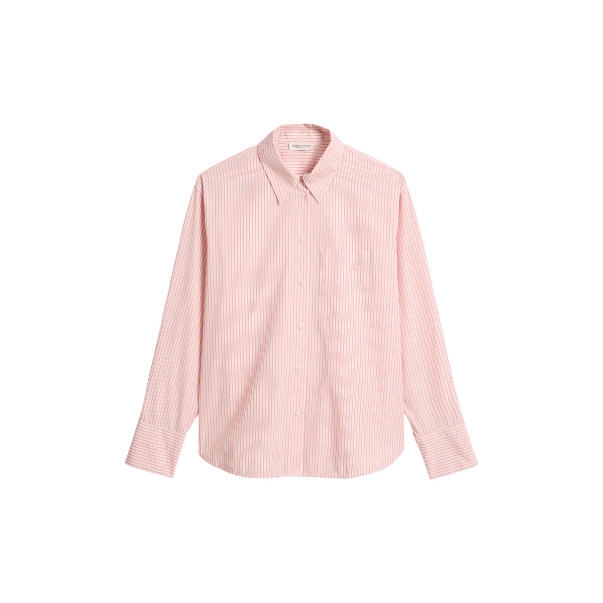 Blouse à rayures oversize en popeline de coton premium rose bonbon, MARC O'POLO