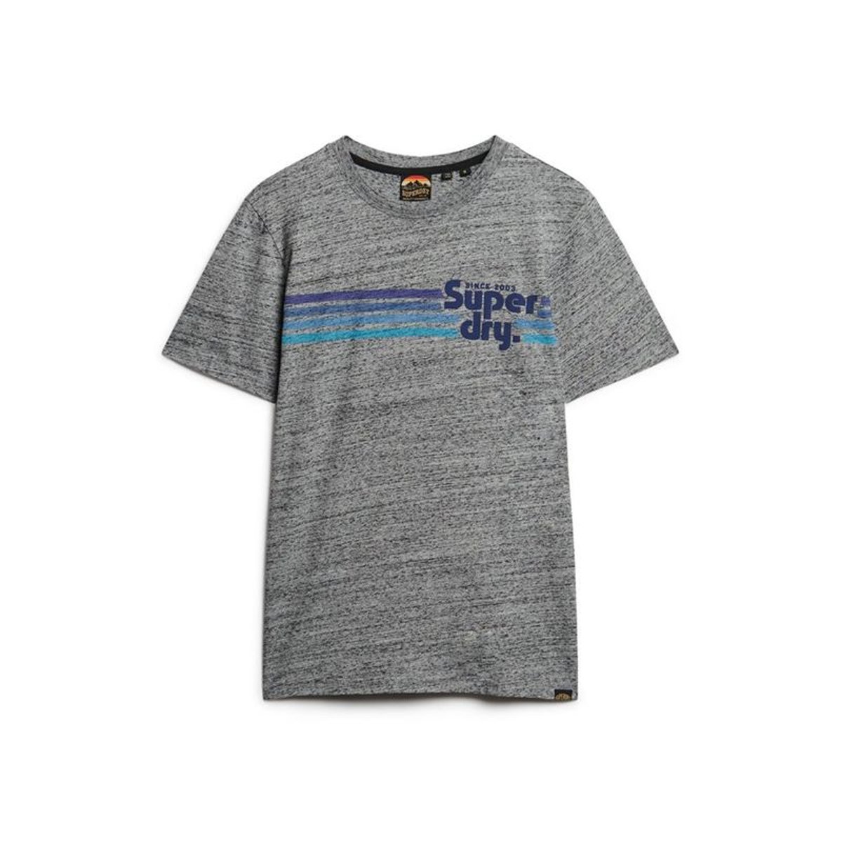 T-shirt col rond à logo gris silex poudré, SUPERDRY