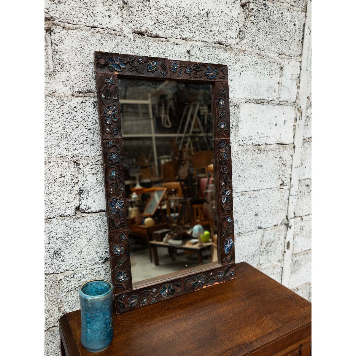 Miroir en céramique Georges N°1362 - Bon état gris, DEBONGOUT