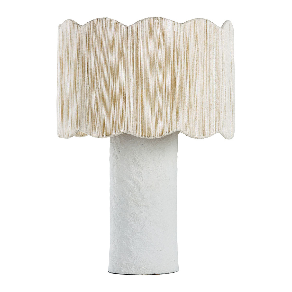 Lampe LEO papier mâché et AJ cylindrique jute blanc, BLANC D’IVOIRE
