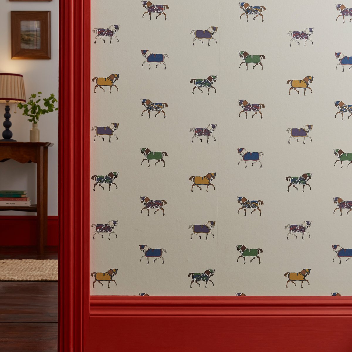 Papier peint Chevaux élégants multicolore sur fond beige, JOULES