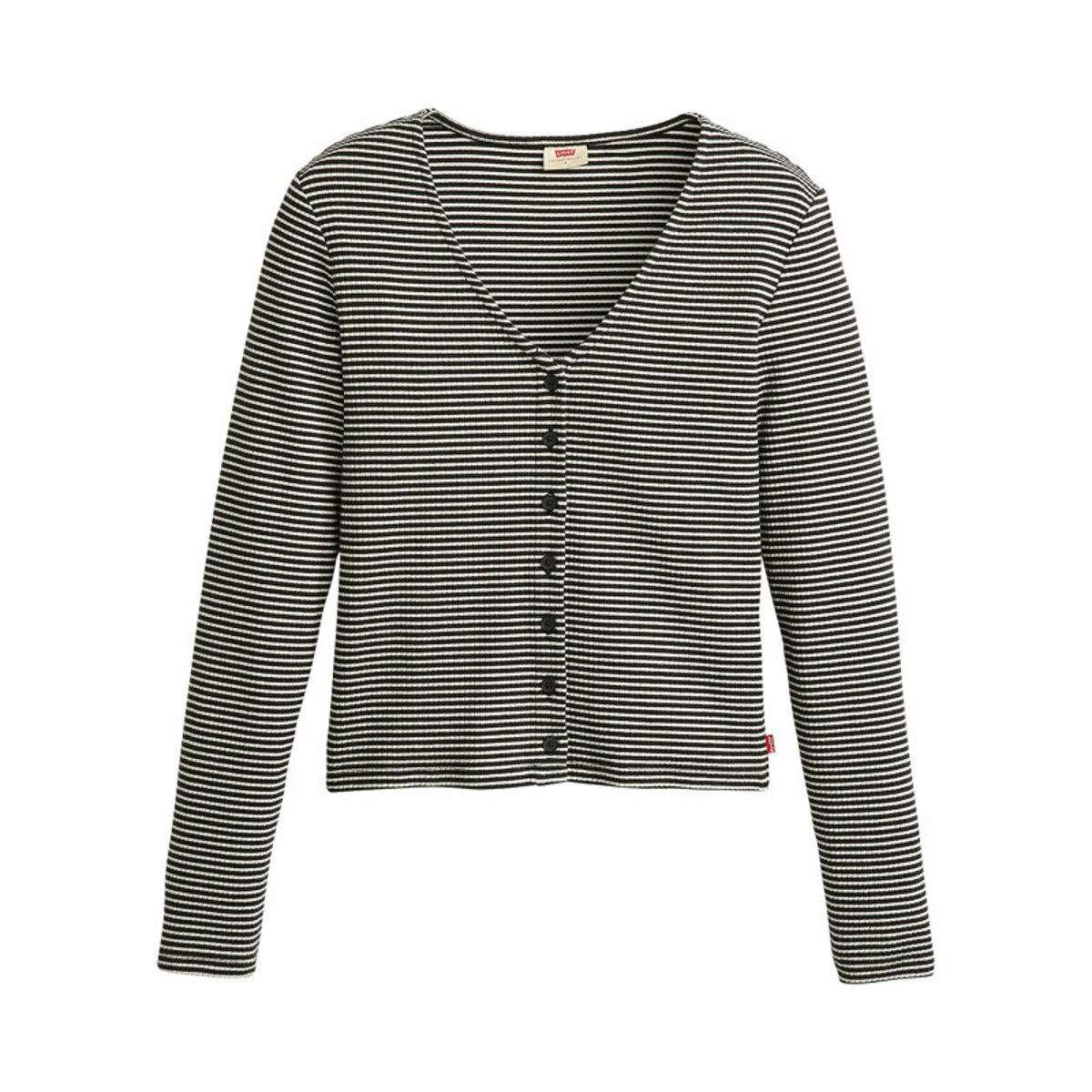 Gilet en coton noir et écru rayé avec un col v et des manches longues noir et écru, LEVI'S