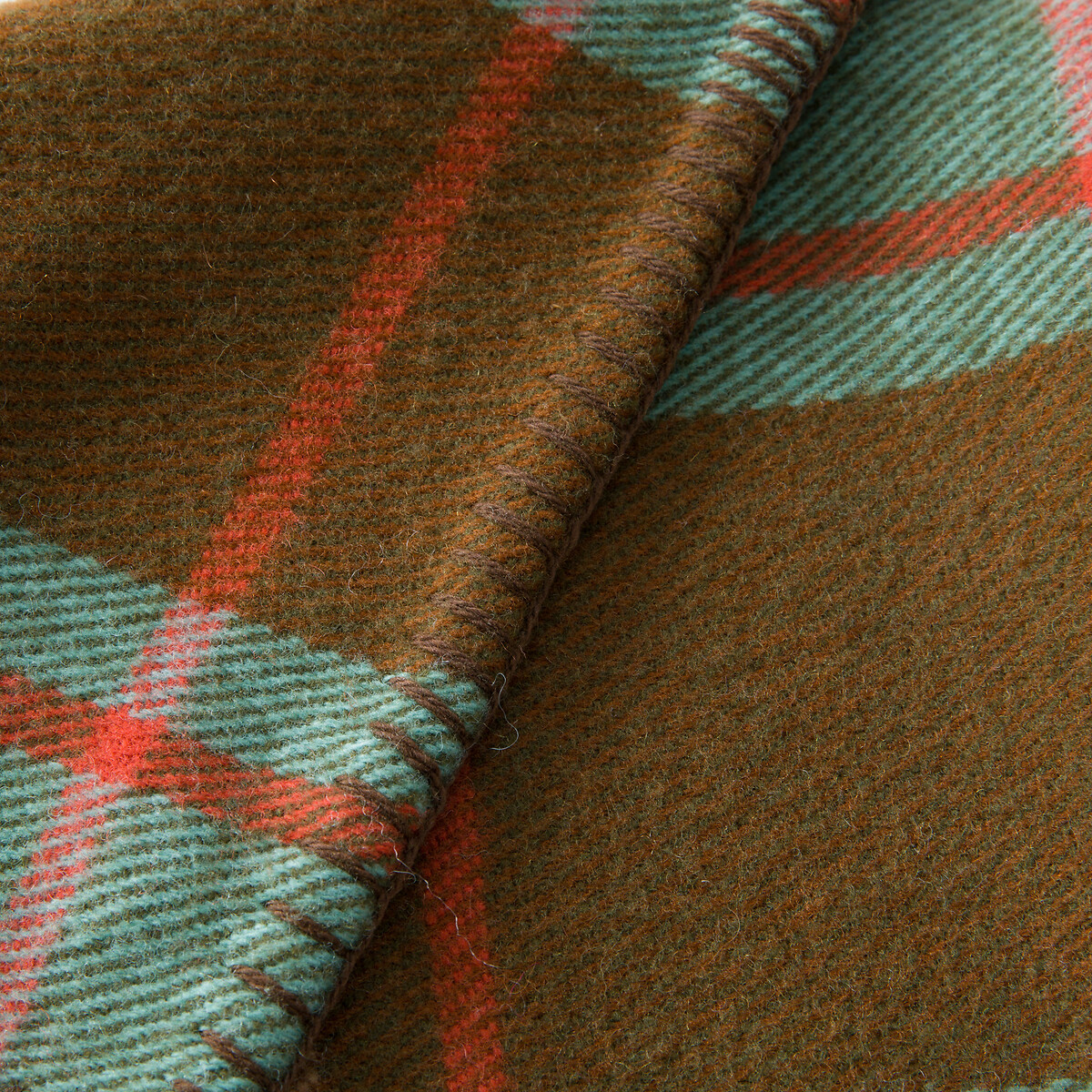 Plaid à carreaux en laine, Kaspi carreaux céladon, AM.PM