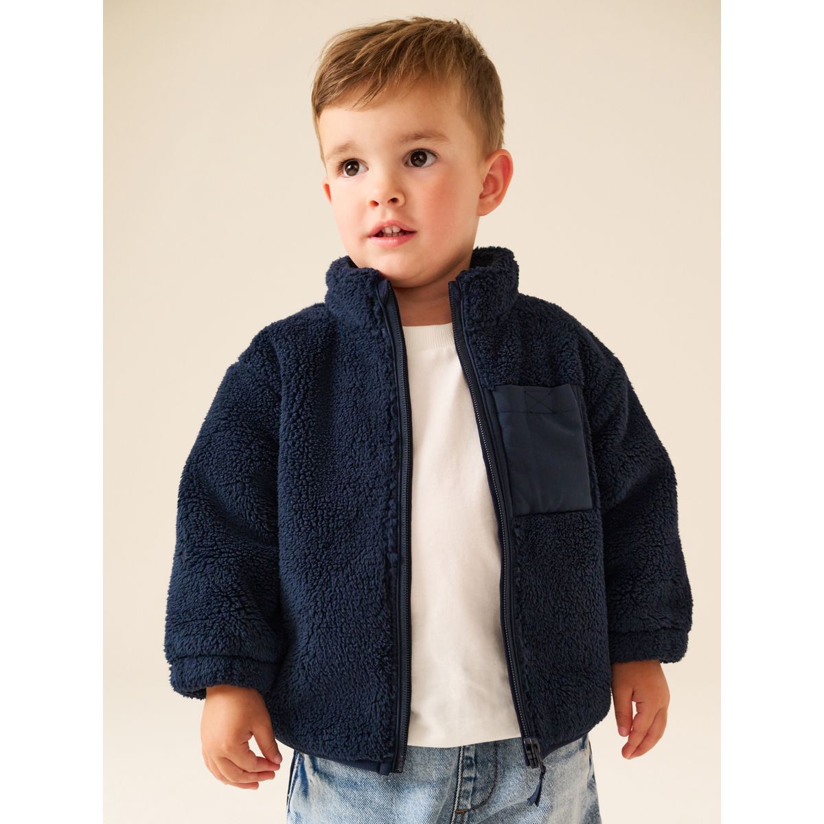 Polaire zippée bleu marine, NEXT