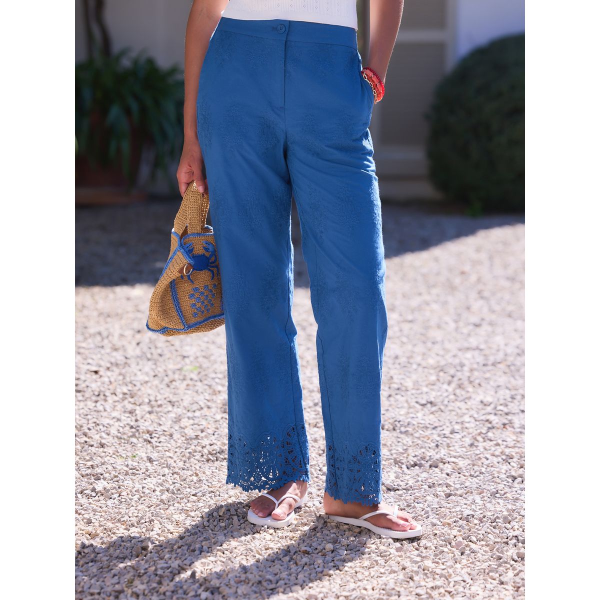Pantalon large à bordure en crochet bleu, NEXT