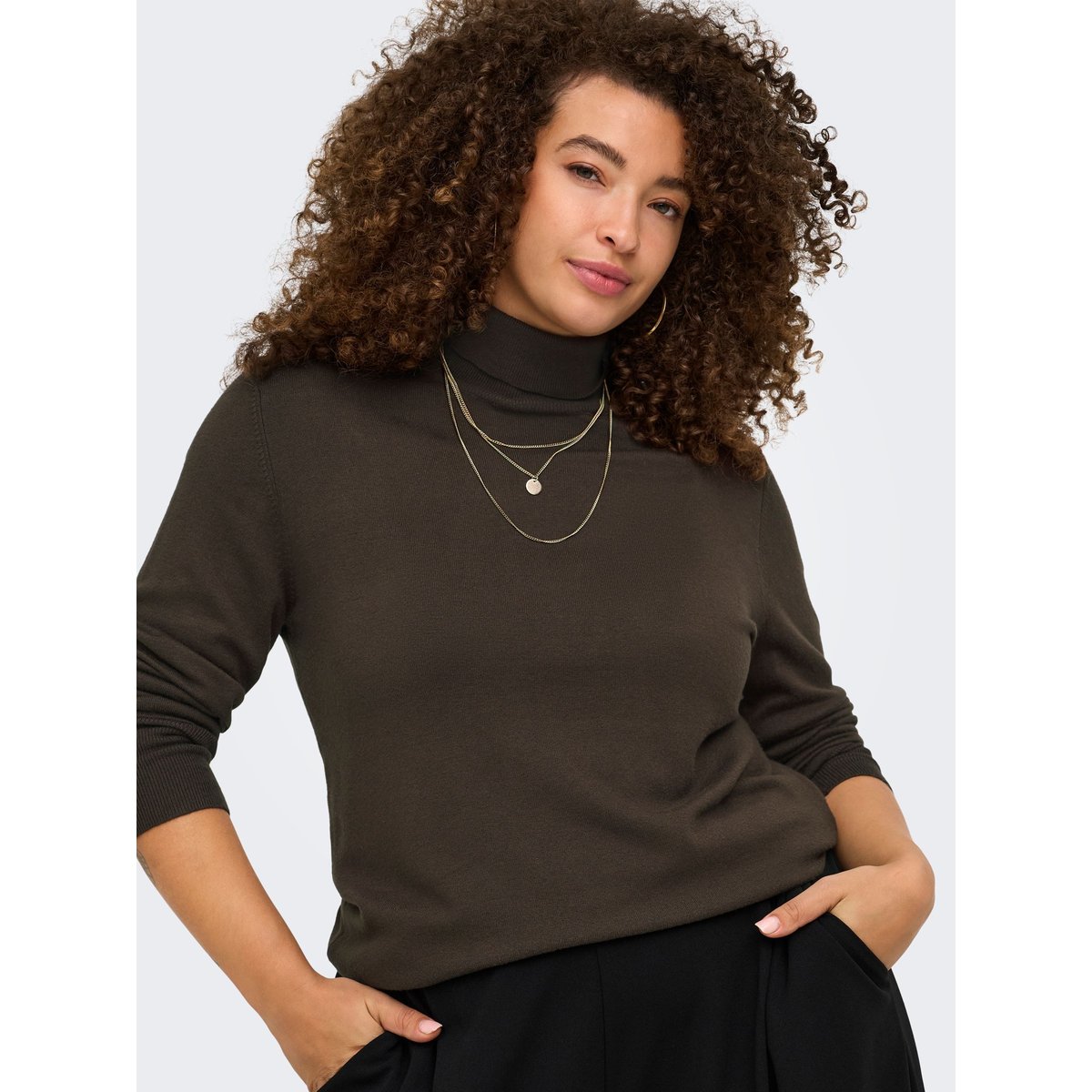 Pull En Maille coffee bean, ONLY CARMAKOMA