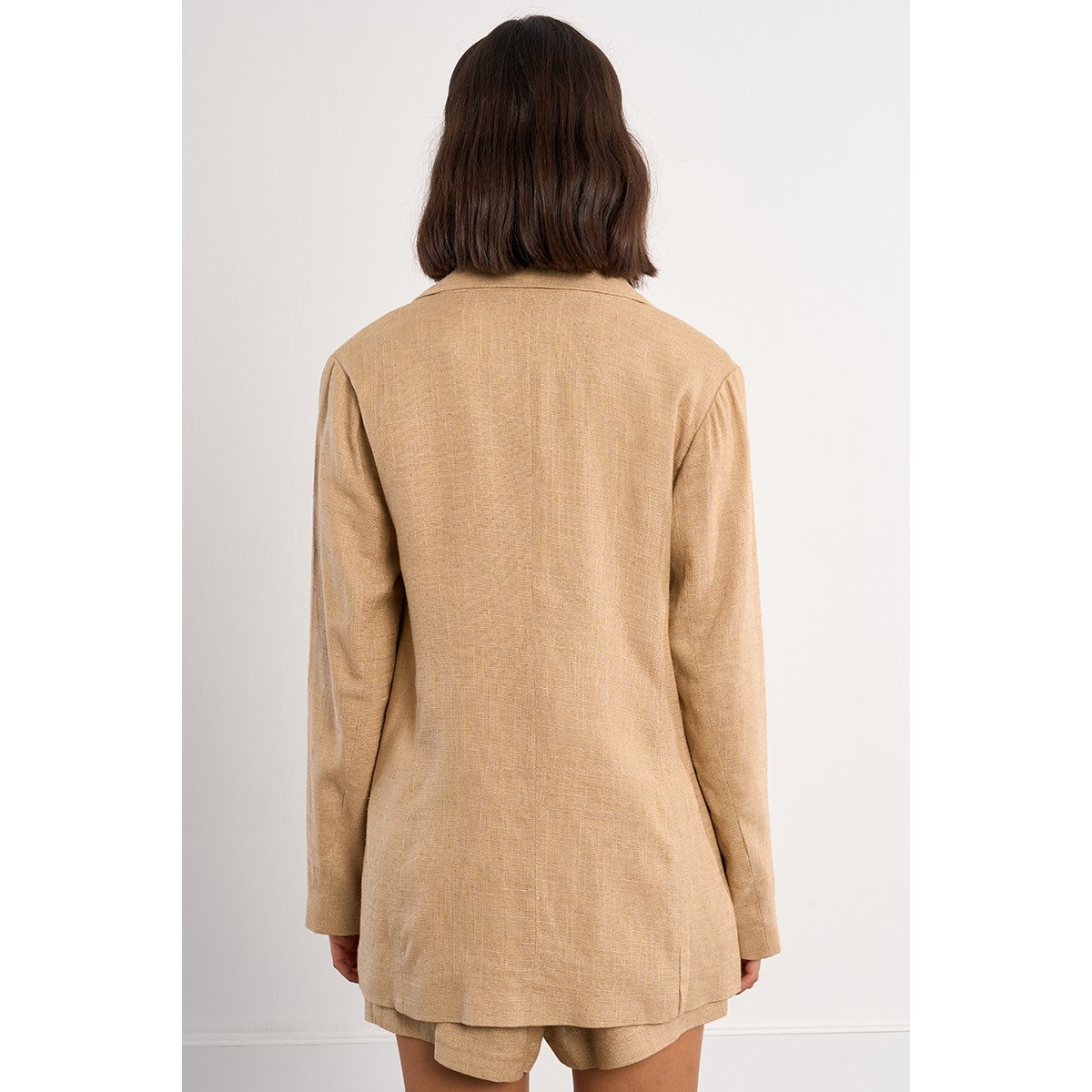 Blazer droit en lin beige, LILI SIDONIO
