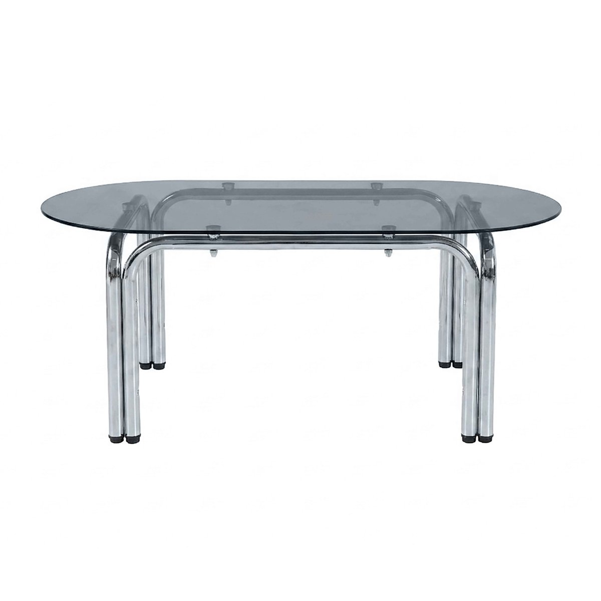 Table à manger ovale en métal et verre trempé 6 personnes, LEWIS noir, OVIALA
