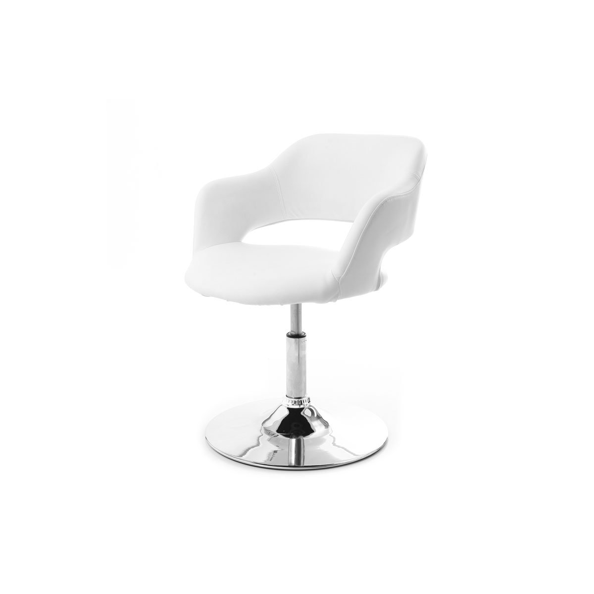 Fauteuil pivotant design blanc et acier chromé JESSY blanc, MILIBOO