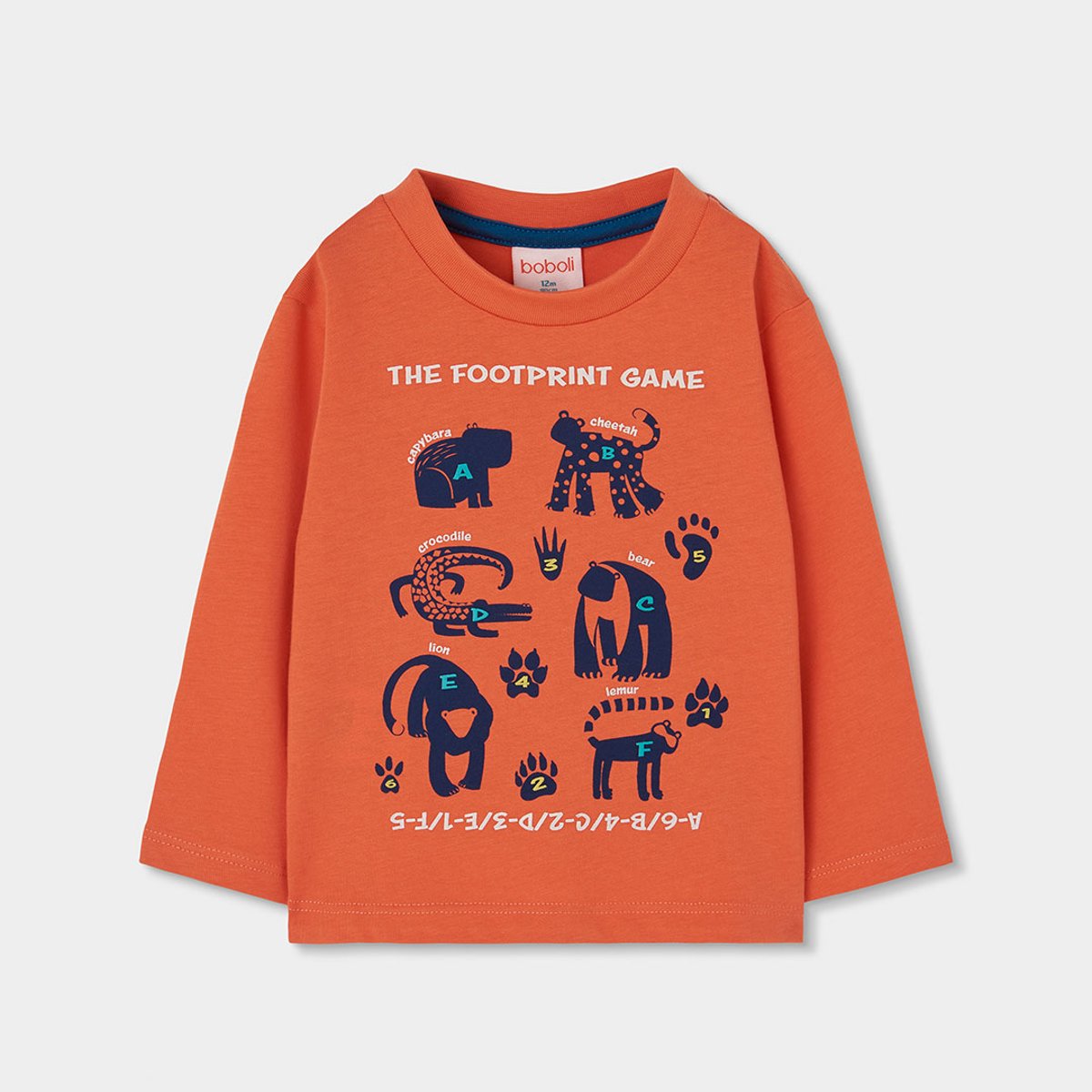 T-shirt garçon maille imprimé animaux orange, BOBOLI