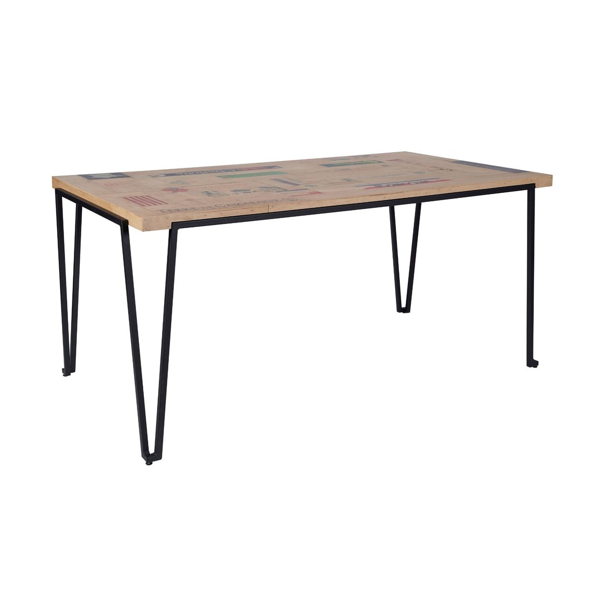 Table indus rectangulaire en bois recyclé et pied métal L160 - DEMETER marron, HELLIN, DEPUIS 1862