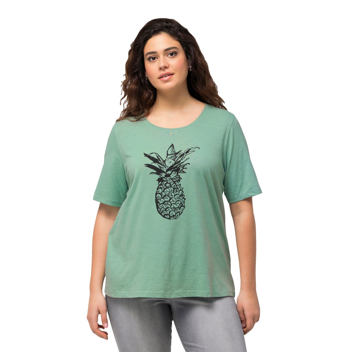 T-shirt à perles et motif ananas vert clair, ULLA POPKEN