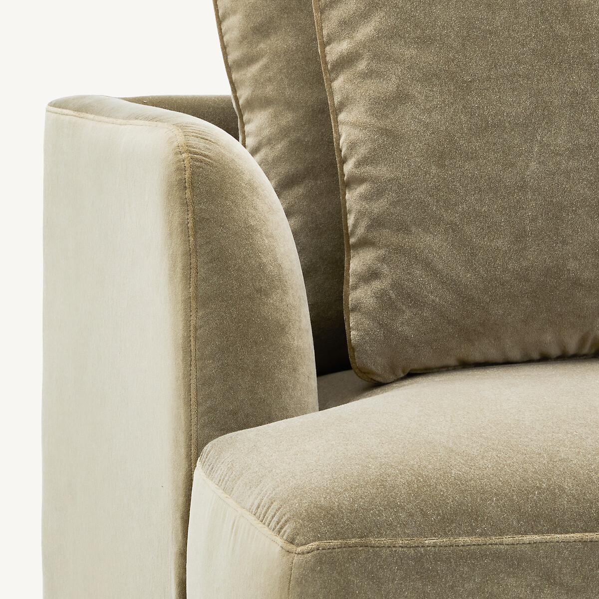 Demi-canapé gauche, arrondi, modulable en velours de lin, TIBERIO tilleul, AM.PM