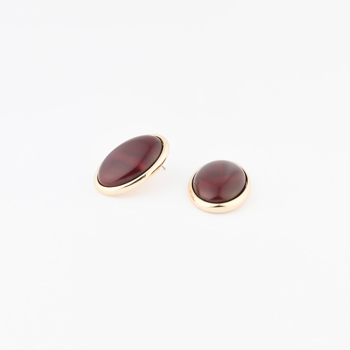 Boucles d'oreilles ovales en résine bordeaux bordeaux, BALABOOSTE